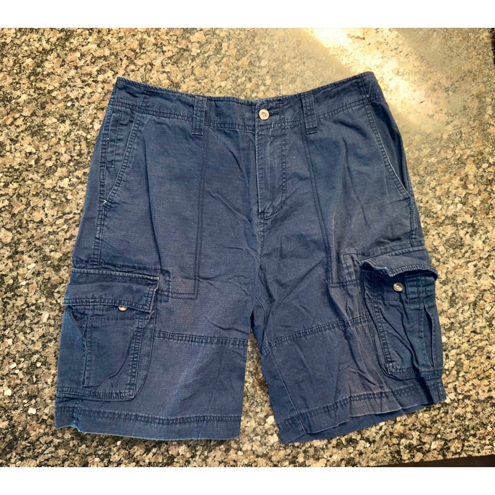 Mossimo Supply Co Mens Navy Blue Ripstop Cargo Shorts Size 34 Utility Outdoor
